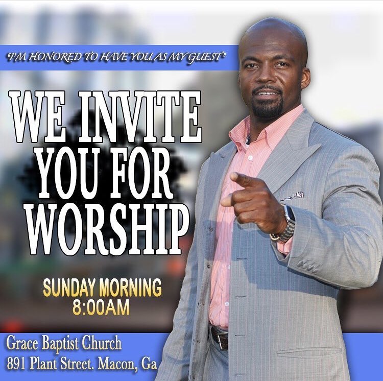 DavidFStephens's tweet photo. I would be so honored to have you as my guest..
-
Grace Baptist Church.
Macon, Ga 31206.
8AM
-
Our Motto: “You may come as a guest, but you will leave as Family!”.
-
#ilovegracebaptist #ipastorgrace #seedstobranches2018 #gracebaptistofmacon #PastorD https://t.co/mpCymvhaSM