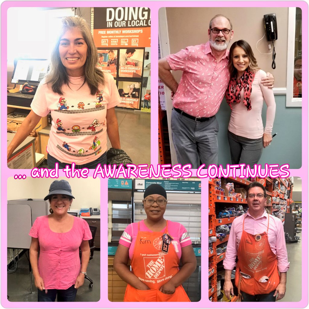 Let's not forget to share the Awareness 💕 #Grandma #Survivor #BreastCancerAwarenessMonth Oxnard Home Depot Bleeds ORANGE but looks great in PINK $2 Donation to EC from SM for every associate wearing pink 💖 Love It @RianSM1040 @MarcyTHD @MikeFloresHD