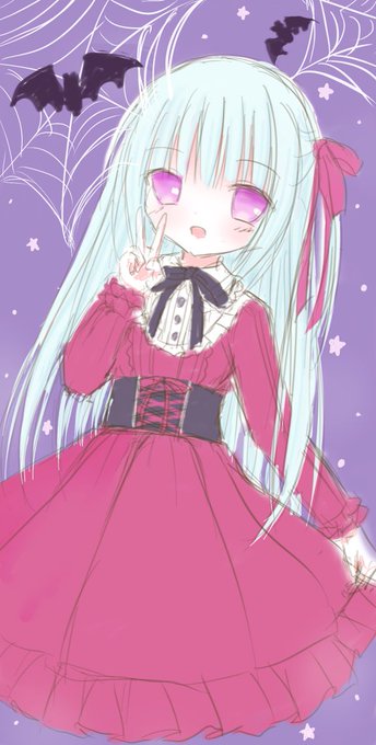 初めて使うタブレットとペイントソフトでクラロリっぽくてハロウィンっぽいらくがきしてた🦇🕸🕷 