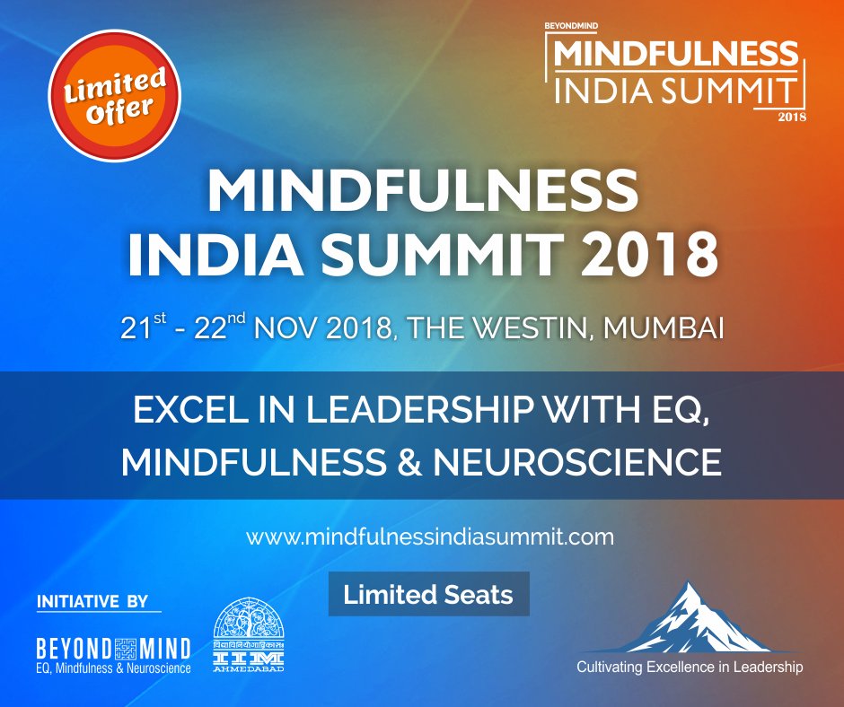 MindfulIndiaNow's tweet photo. Expert business leaders and Neuroscientists discuss Mindfulness at workplace. To know more and register, visit https://t.co/XGwWUHMED4
#mindfulnessindia #mindfulnessindiasummit #beyondmindlearning #StrozziInstitute @mbehl1 @shalinibehl @Beyondmindnow @IIMAhmedabad @UNESCO_MGIEP https://t.co/Q1pU1V0Z3p