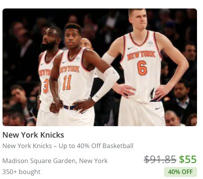 SharonnTong's tweet photo. Why @nyknicks tickets are on Groupon https://t.co/csskylYTNg