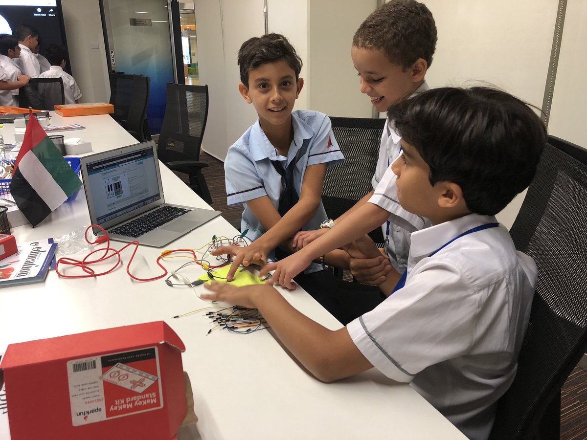 gems_daa's tweet photo. Developing real connections and coding skills as we welcomed students from #dnsalbarsha to tinker with @birdbraintech @makeymakey #SamsLab @cecilwmack @CLHaney_UAE @nohabish @DaaMiddle @daa_innovate @KHDA @YearofZayed https://t.co/jnP7gxPtDI