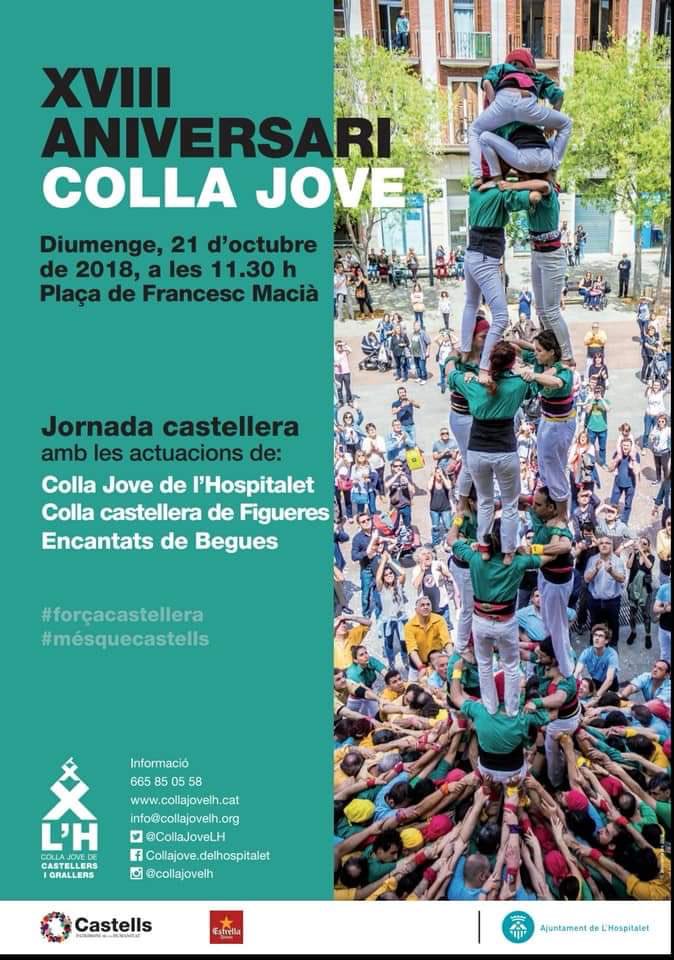 grallatorrelles's tweet photo. Jornada castellera pel 18è aniversari de la Colla Jove de l’Hospitalet amb la @CCFigueres, els @EncantatsBegues i la @CollaJoveLH #grallers #castellers #culturapopularitradicional #grallersdetorrelles https://t.co/SdsJUv8QCd