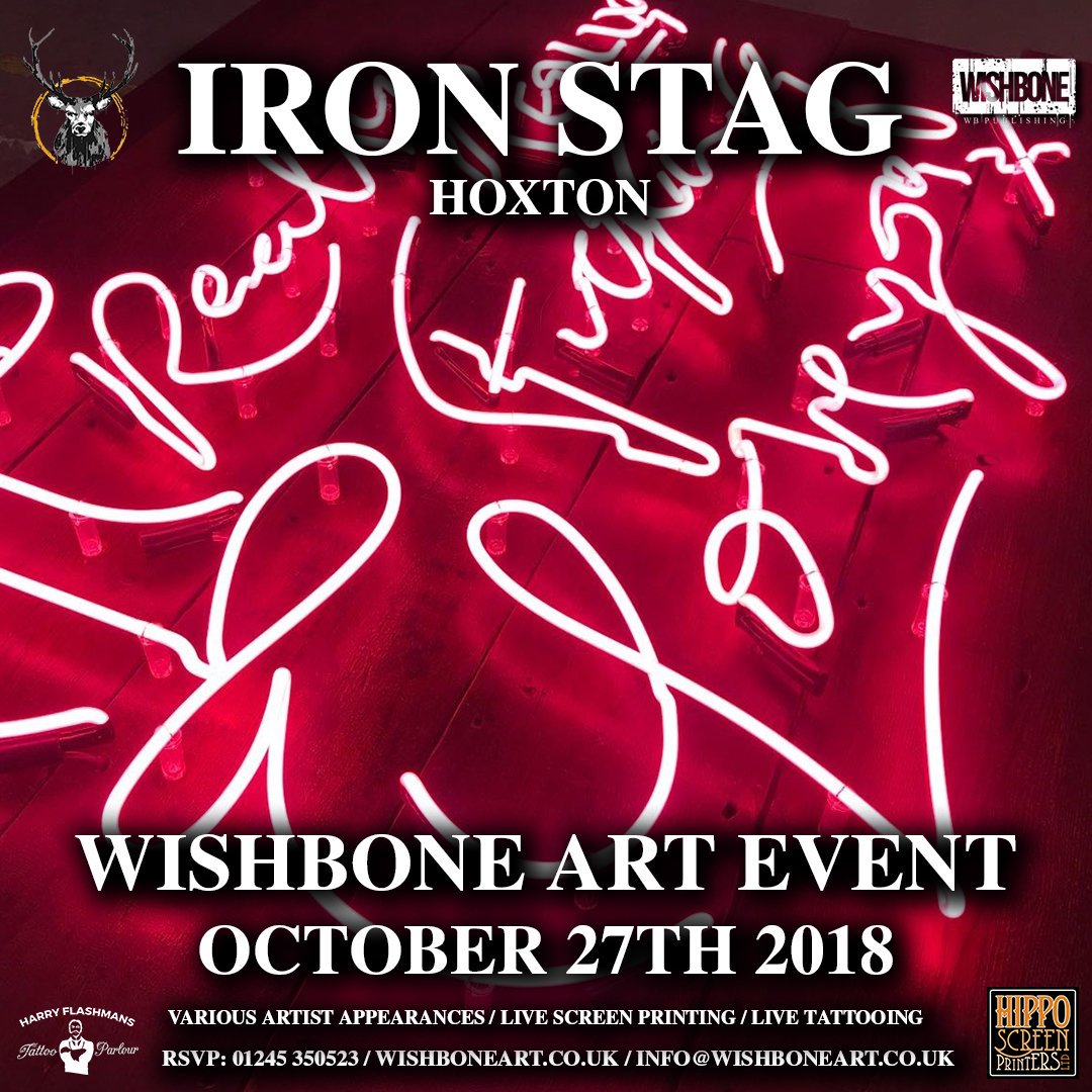 💖💖💖ART &amp; COCKTAILS💖💖💖
🖤🖤🖤🖤perfect combo🖤🖤🖤🖤 
Next Saturday 27/10/18 at Hoxton Square underneath @FrogHoxton
at the @ironstagbar with @AdamHandling <a href="/mattjawhiley/">- Matt Whiley -</a> <a href="/the_cocktailguy/">Rich Woods</a> &amp; artists.
info@wishboneart.co.uk 
for event details, invite &amp; free cocktail on arrival.