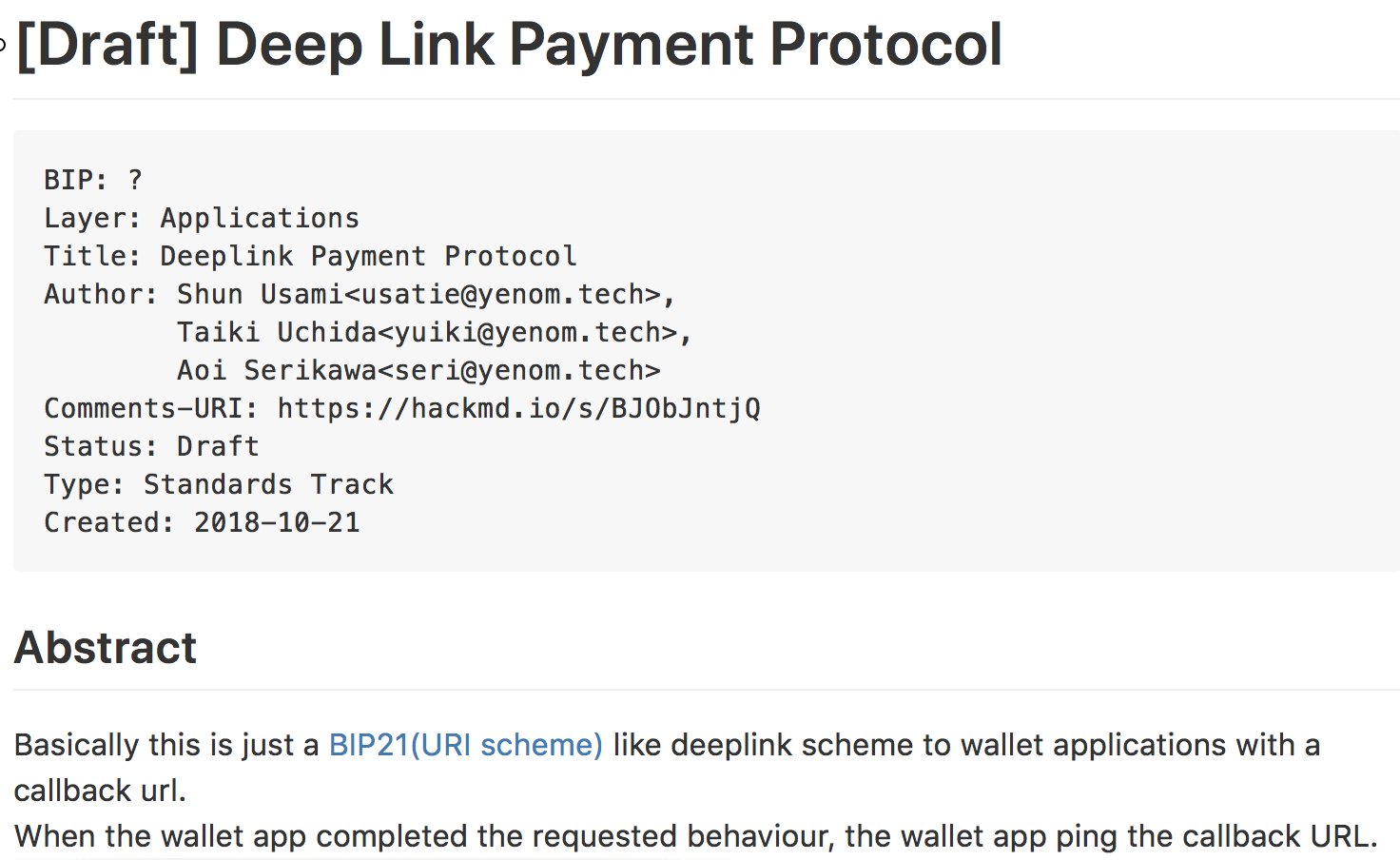 宇佐美 峻 Shun Usami Published The Draft Spec Of Deeplinkpaymentprotocol With This Protocol The Communication Wallet Application And Other Applications Will Be Very Smooth Nomorecopyandpaste We Re Very Open To 宇佐美 峻 Shun Usami Published The Draft Spec Of Deeplinkpaymentprotocol With This Protocol The Communication Wallet Application And Other Applications Will Be Very Smooth Nomorecopyandpaste We Re Very Open To