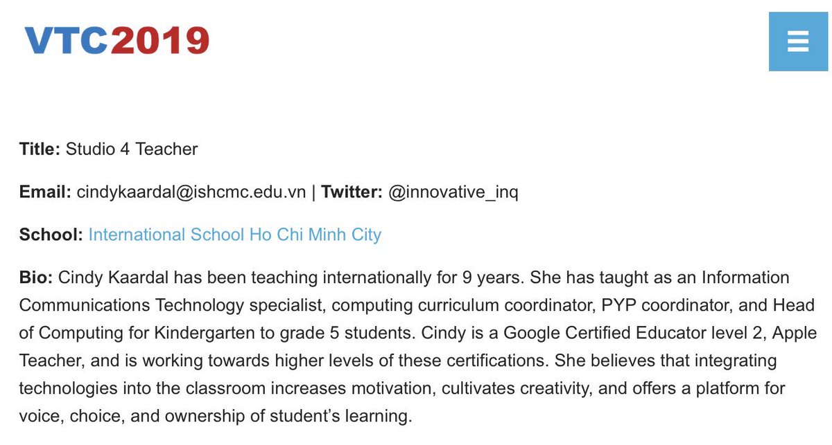 innovative_inq's tweet photo. Excited to be leading a one hour workshop at @VietnamTechConf in January! #learneragency is always a focus of mine, so be prepared to dig in and do some work! Who else is attending the conference this year? #GoogleEdu #pyptech #stuvoice #studentvoice https://t.co/W1Rdh7B7Cx