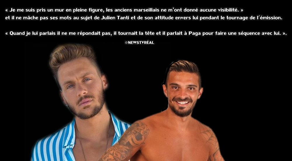 NewsReactLive's tweet photo. Jérémy Granier (#LMvsMonde3) était récemment invité pour une interview avec Sam Zirah, l'occasion pour lui de revenir sur son aventure, il en profite pour dévoiler l'attitude des "anciens" marseillais et particulièrement celle de Julien Tanti à son égard. Qu'en pensez-vous ? https://t.co/ljMv9qyC2k