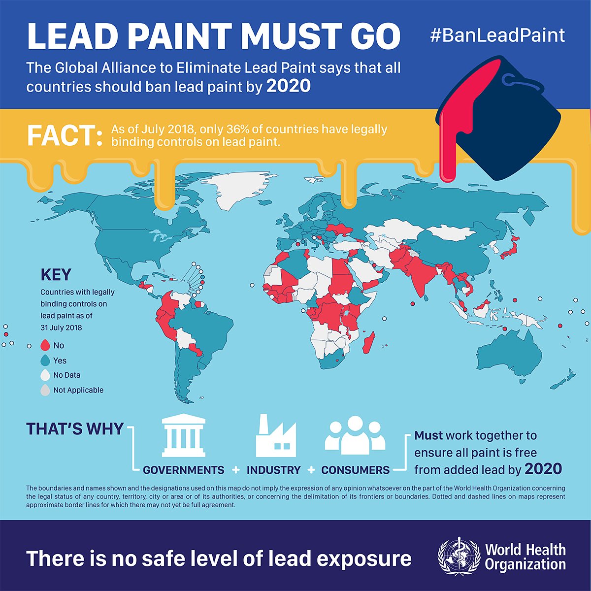 WHO's tweet photo. It's International Lead Poisoning Prevention Week.  
Lead exposure affects human health, especially children.
There is NO known safe level of lead exposure. Even low levels of lead exposure may cause lifelong health problems.

It’s time to #BanLeadPaint
https://t.co/3ZRXmOBVbj https://t.co/Rlb3yYCetN