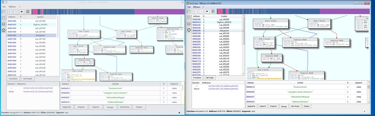 dax89's tweet image. This is a preview build of #redasm #disassembler 2.0 for #windows and #linux, there is a lot of work to be done before the final release.
🔽 github.com/REDasmOrg/REDa…
#cplusplus #qt5 #binaryanalysis #reverseengineering #x86 #arm #mips #dalvik #windows #opensource