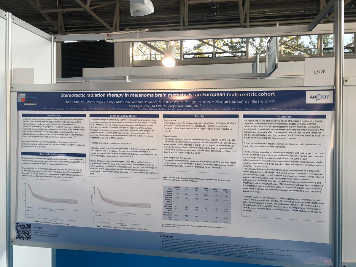 #ANOCEF multicentric retrospective study about stereotactic radiation therapy of melanoma brain metastes outcomes at #ESMO18