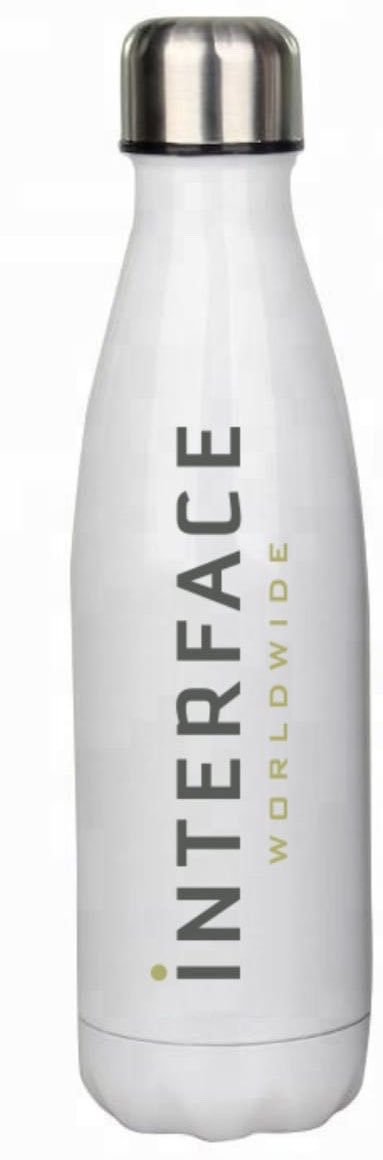 BottleEco's tweet photo. A great design for Interface Worldwide. These reusable bottles will act as marketing gifts. Produced and delivered for £9.00 per bottle, outstanding value. #saynotoplastics #bluecool https://t.co/3JqRsjz6mK