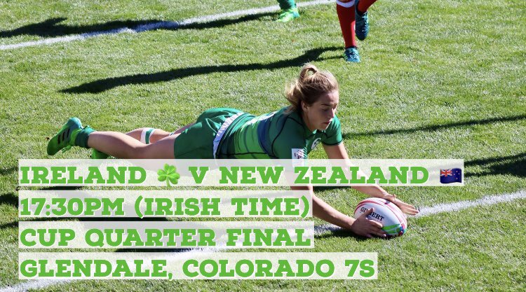Ireland W7s v New Zealand W7s, Cup Q-Final @WorldRugby7s Colorado Day2
5:30pm (Irish Time) 
Watch Live @WorldRugby7s 
@IrishRugby 
#20x20 #IreW7s #Day2