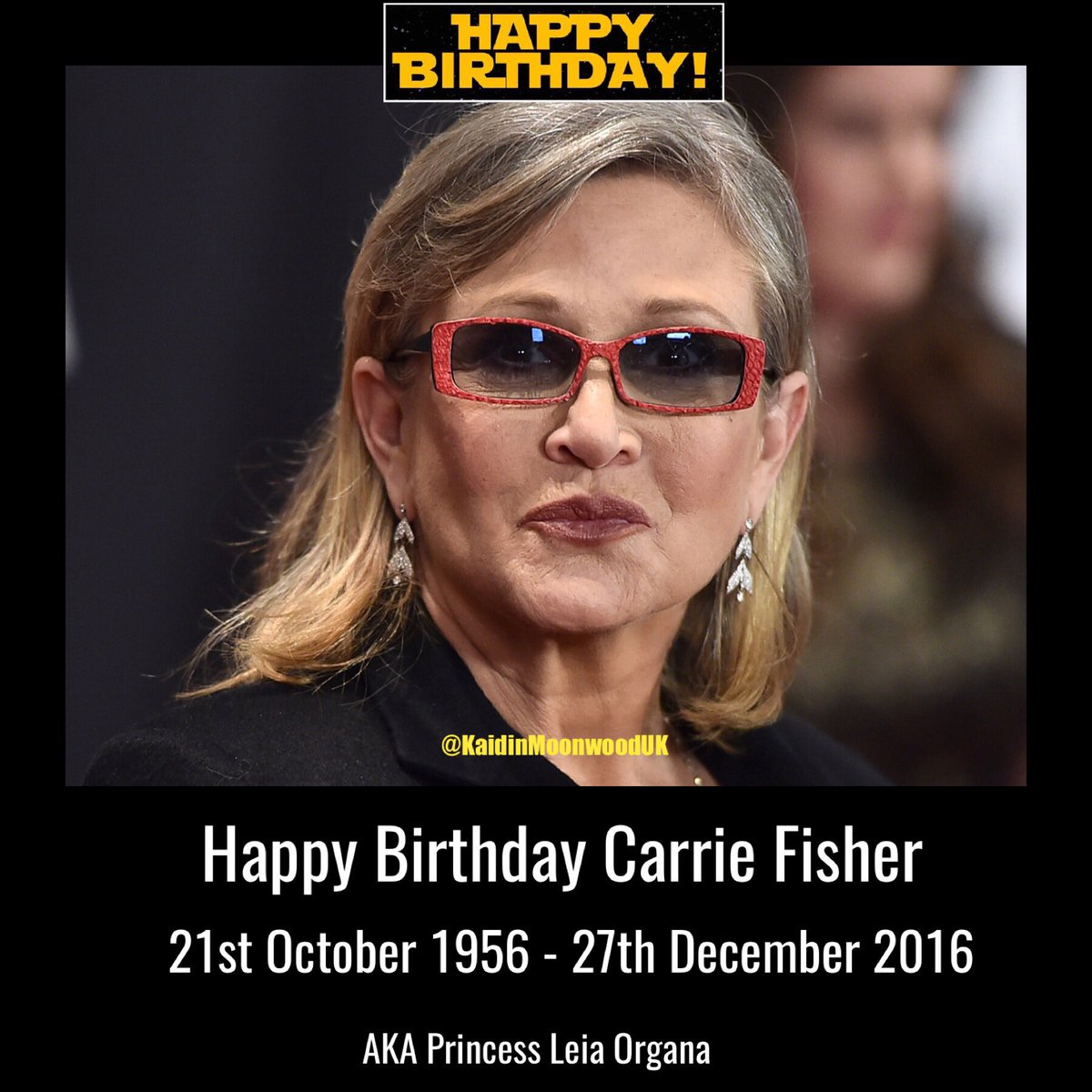 Kaidin_Moonwood's tweet photo. Happy Birthday Carrie Fisher aka Princess Leia.
21st October 1956 to 27th December 2016.
#StarWarsBirthday #CarrieFisher #PrincessLeia #StarWars #AtOneWithTheForce
https://t.co/1hc5CrDn8R https://t.co/Yve6sdLySp
