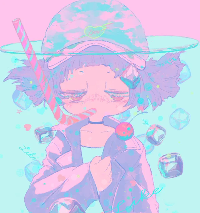 #秋の創作クラスタフォロー祭 
#芸術の秋だし貴方の自創作を紹介してみませんか 
#絵描きさんと繫がりたい 
ピンクと青のポップな絵を描いています!RT&amp;いいね共に巡回します! 