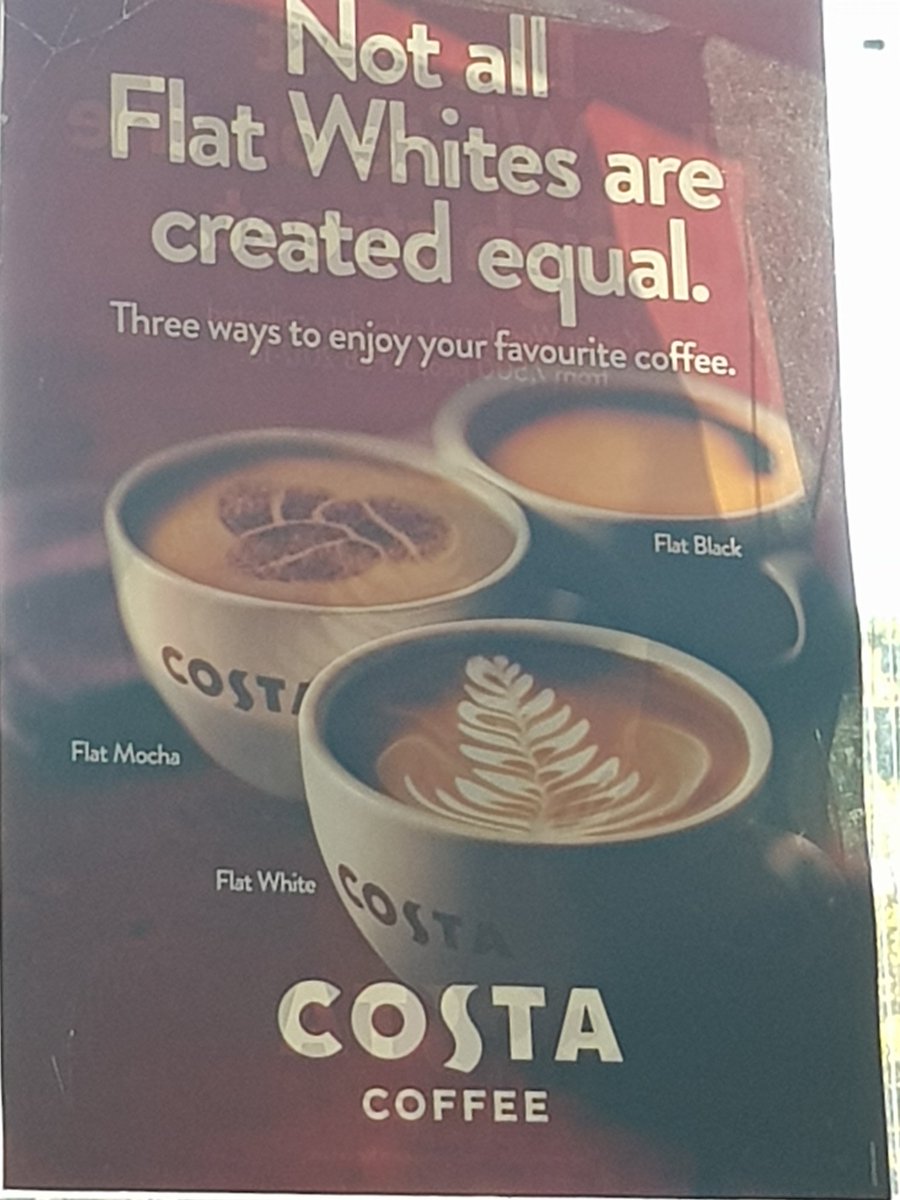 MrBulpo's tweet photo. @CostaCoffee was EQUAL really the right word? ... flat black get to the back of the poster ... #someoneisgoingtocomplain #marketingmishap  #racialundertone https://t.co/rzwm8710Io