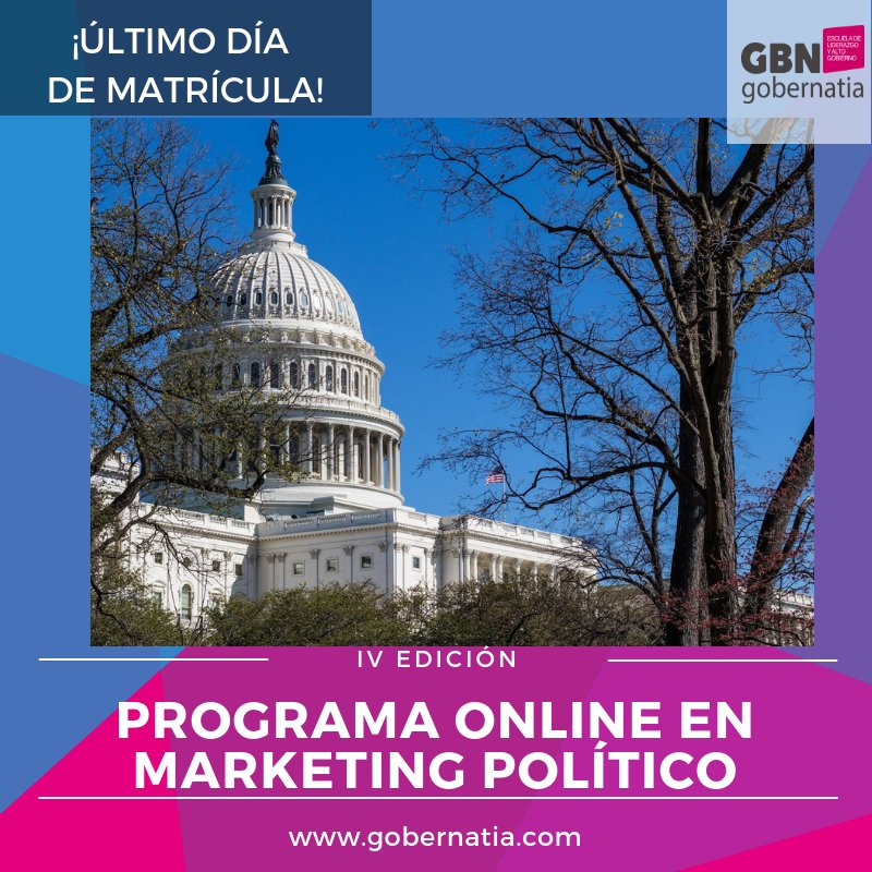 GOBERNATIA's tweet photo. 📢[último dia de matrícula].

👨‍🏫Programa Online en Marketing Político.

👩‍💻Mañana, lunes, 22 de octubre....¡comenzamos!

👉Más info: https://t.co/D3cI304VX3 https://t.co/VRsKmqmCiu