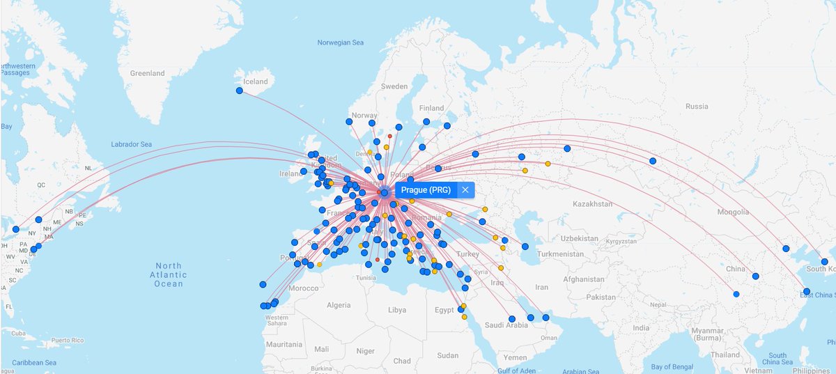 Do you know how to get to #Prague to our #EUSFLAT2019 conference? There are more than 50 directs flight from various airports! 
For more details see eusflat2019.cz
Source of the image: flightconnections.com