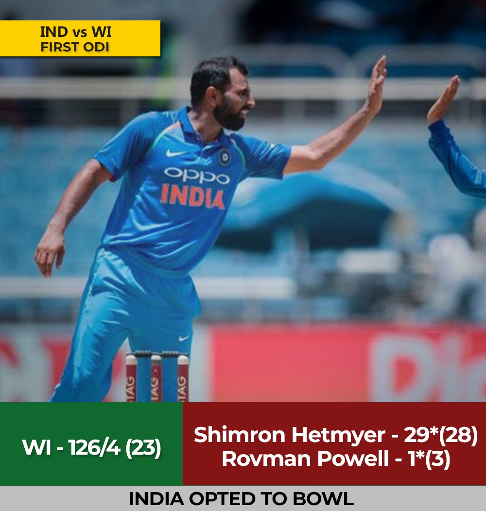 Mohammed Shami removes Shai Hope. #INDvWI