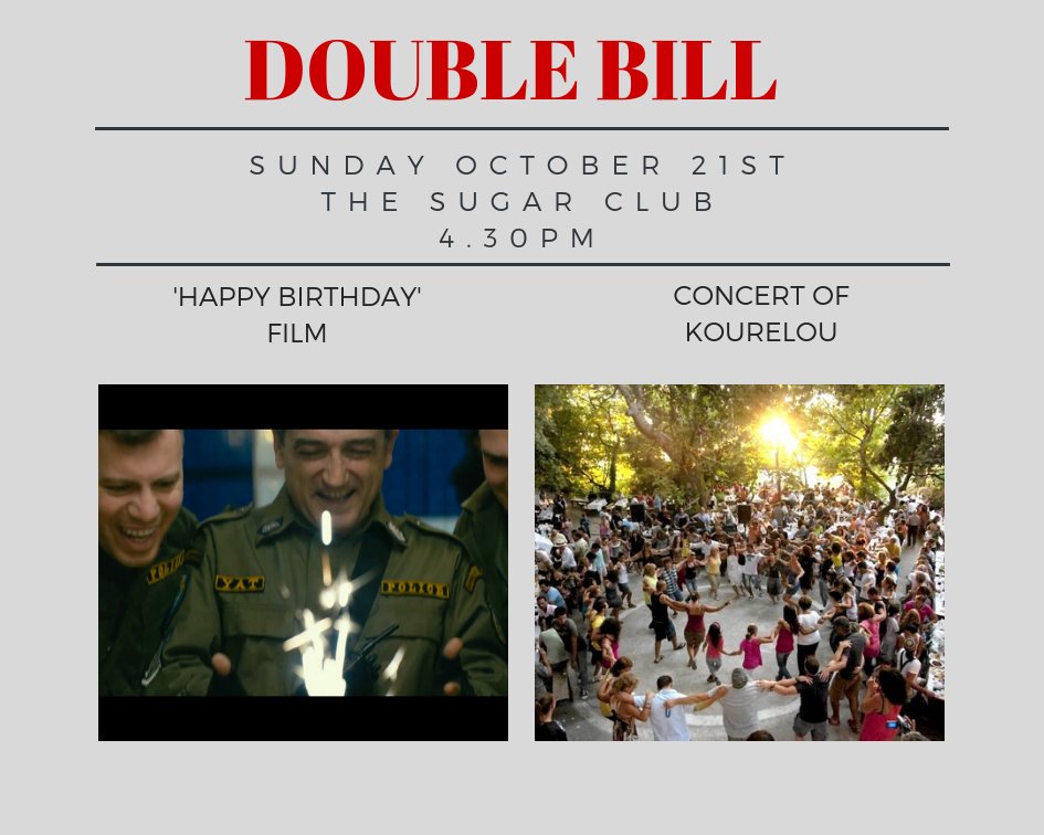 FestGreek's tweet photo. Today we are at @sugarclubdublin closing the 4th festival with a screening and a concert of Kourelou. See you there from 4.30! https://t.co/20cladbtAH https://t.co/5ZYLlVTSzi