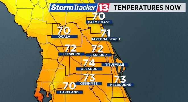 MyNews13Weather's tweet photo. It's a warm and muggy start, but a cold front is moving in. This front is going to keep temperatures from climbing. The front will also usher in lower humidity for today. Afternoon highs will be in the upper 70s & lower 80s. #FLwx
Today's Weather >> https://t.co/QnHSfDr5Aj https://t.co/cdDojE7ryC