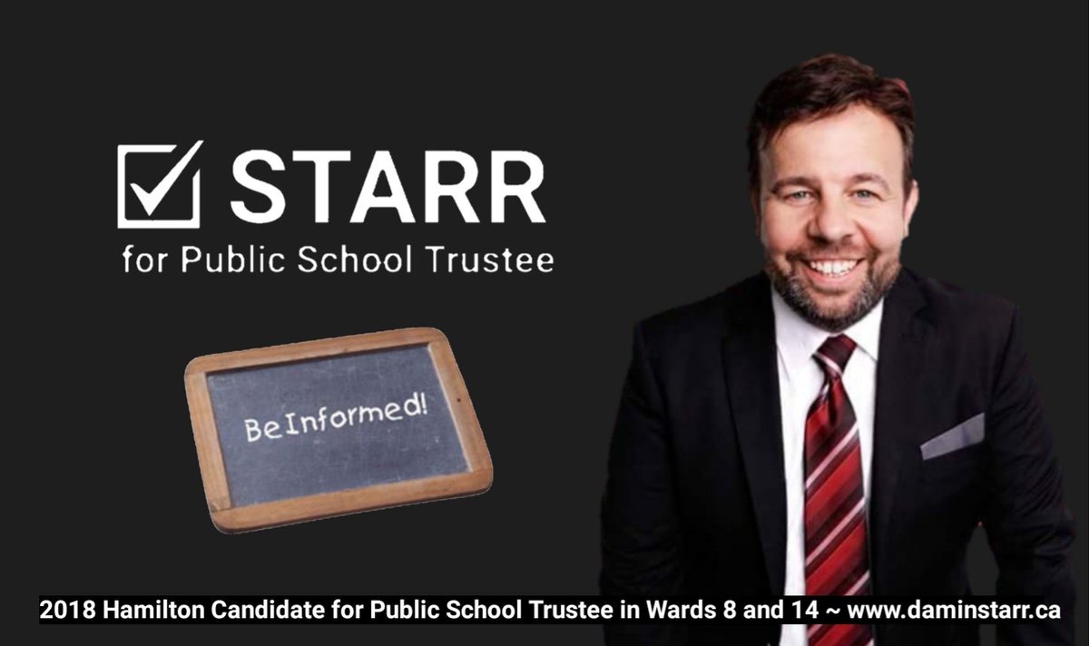 DaminStarrMusic's tweet photo. On Monday October 22, 2018 you'll elect a new Public School Trustee ✔

Before you vote ~ BE INFORMED !

Learn more about DAMIN STARR and VOTE WITH CONFIDENCE ➡️ https://t.co/hqRIp2d8Qp

#HamOnt #HamOntMtn #Education
#StarrCandidate ☆ #Ward8 #Ward14 #Hamilton https://t.co/YrRdD9r3UI
