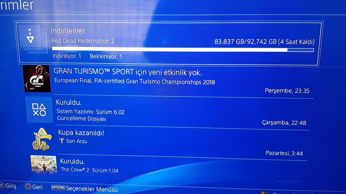 4 Saat sonra #rdr2 cihazıma inmiş olacak.