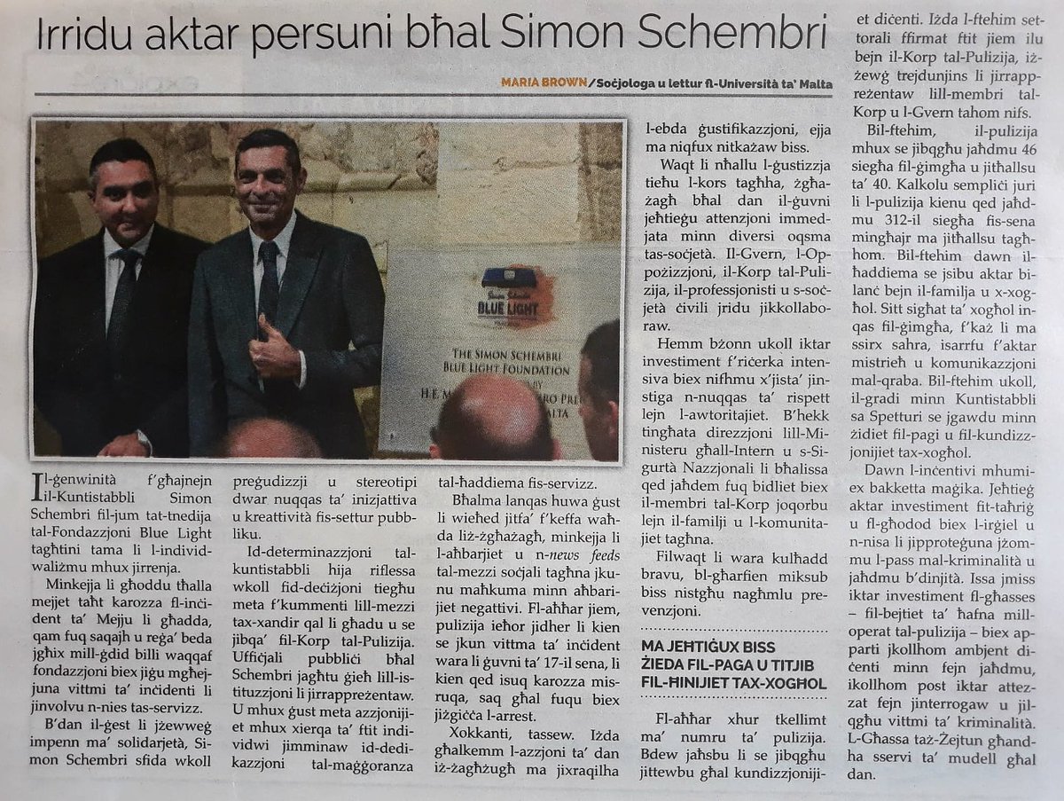 MariaBrown1919's tweet photo. L-artiklu tiegħi f' it-#Torċa ta' llum #BlueLightFoundation #SimonSchembri https://t.co/kuNxCWvLN1