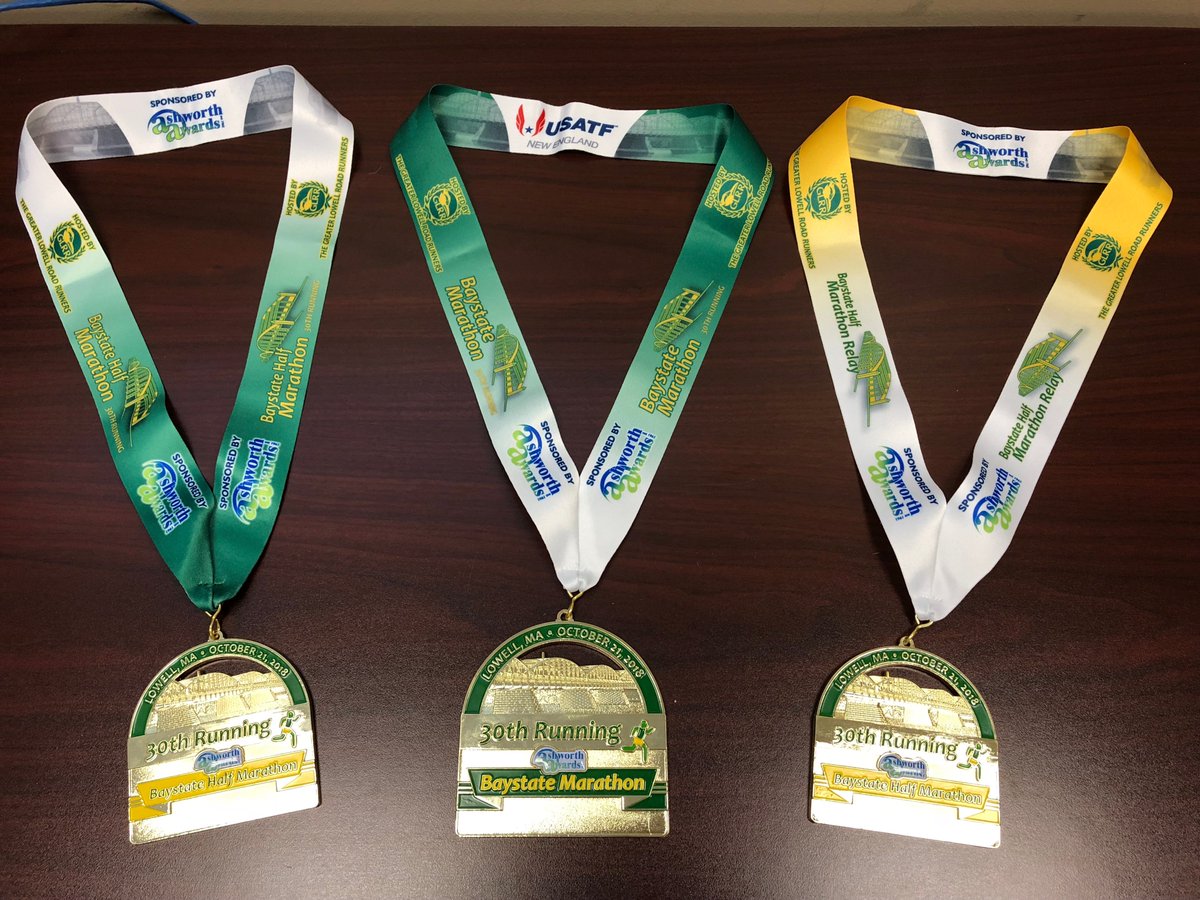 ashworthawards's tweet photo. Today’s the day! Good luck to everyone running the #AshworthAwards @RunBaystate Marathon & Half Marathon! We hope you love your Ashworth Awards race bling! #BaystateMarathon #RunBaystate https://t.co/8tMJZys55g