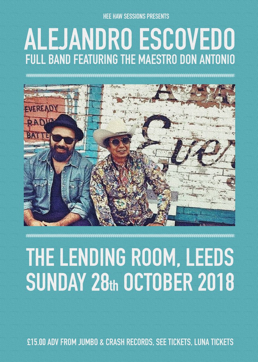 HeeHawSessions's tweet photo. One week to go till we are in the company of @aescovedo1 &amp; @DonAntonioTweet - A seriously good band!

New album 'The Crossing' is out now on @yeproc 
“Excellent. Think Townes Van Zandt and Iggy Pop teaming up for a film noir soundtrack” – BILLBOARD https://t.co/2O2r2L1xfZ