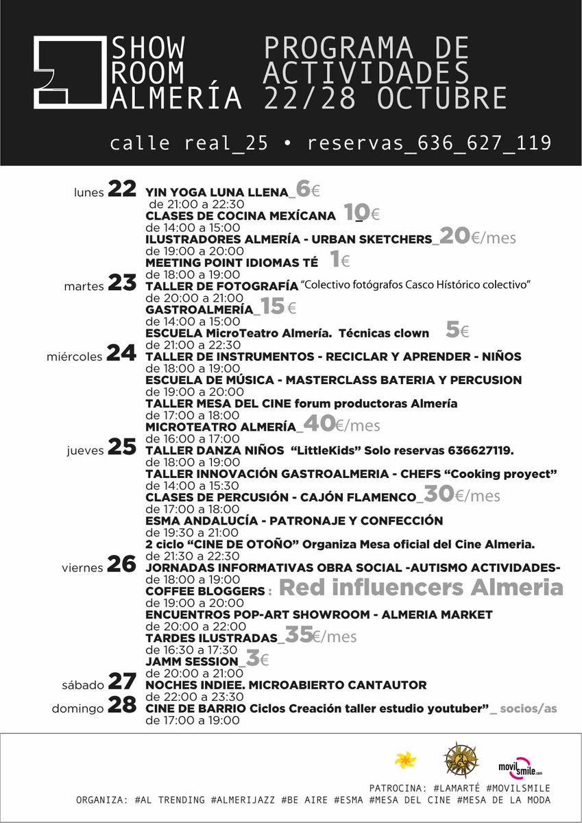ShowRoomA1meria's tweet photo. Programa de actividades @ShowRoomA1meria @MesaModaalmeri https://t.co/XrlxYsWCDO