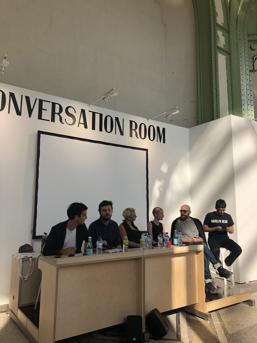 FIAC's tweet photo. CONVERSATION ROOM | Public toilets, darkrooms, Grindr: the architecture of radical sex. Moderated by #CharlesTeyssou and #PierreAlexandreMateos. With #AndreasAngelidakis #RosieHastings &amp; #HannahQuinlan #FedericoMartelli. With the support of #LumaArles #FIAC2018 #ConversationRoom https://t.co/tklPJ1fAAG