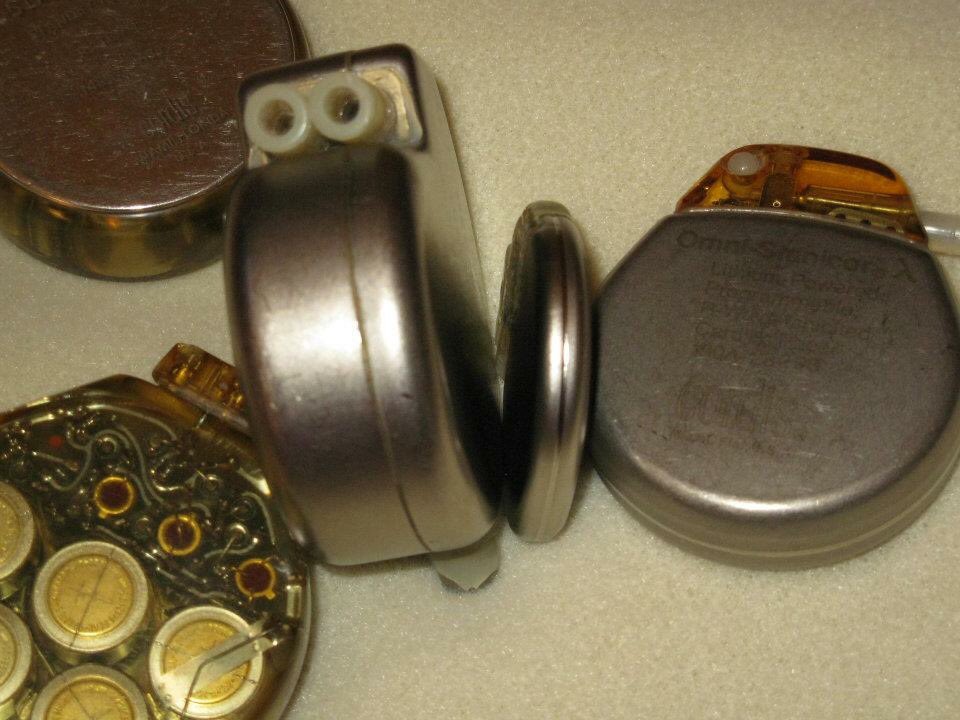 pacemakergal's tweet photo. Some of my many pacemakers over 51 years of being 100% paced for Congenital Complete Heart Bock.  Grateful they have kept me alive, I am truly a battery operated girl! https://t.co/RmbKzNaRyE