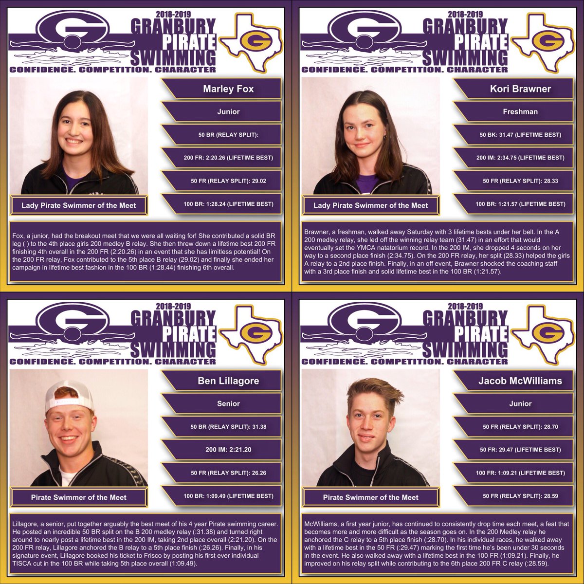 PirateSwimTeam's tweet photo. Big wins for the Granbury Pirates and Lady Pirates as they proved they’re capable of competing against “the big boys”! Next meet is November 3rd against Arlington Martin, Seguin, and Bowie High Schools. #WEW1LL #PirateSwimming #FailForward #EmbraceTheProcess https://t.co/H719ZnasdF