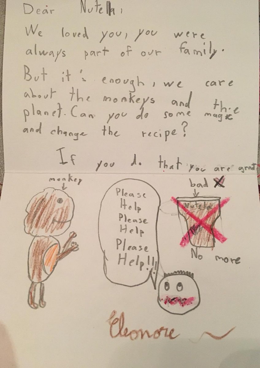 « But it’s enough... Can you do some magic and change the recipe ? » 

💬 La lettre engagée d’une fillette de 8 ans adressée à <a href="/NutellaGlobal/">Nutella</a> <a href="/FerreroFR/">Ferrero en France</a>.