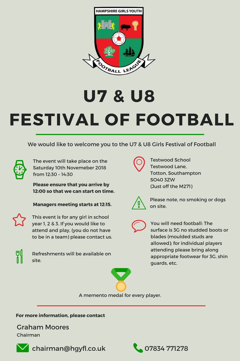 HGYFL1's tweet photo. This is our first U7 &amp; U8 festival of football ⚽️ 

It’s going to be a lot of fun!

Any teams not already involved, or any players not in a team who’d like to come along, please contact Graham. https://t.co/wGMjwbZYY0
