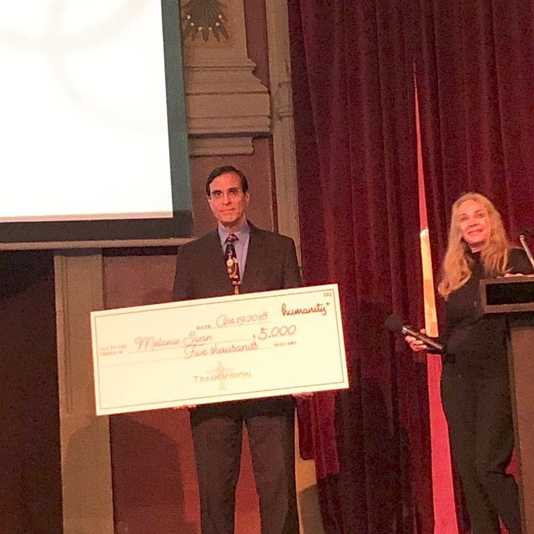TransVision2018's tweet photo. Natasha Vita-More &amp; José Cordeiro -  Humanity+ Blochchain Award Ceremony - TransVision Madrid 2018.

#transvisionmadrid #humanityplus #blockchain https://t.co/FmaGZPhRTw