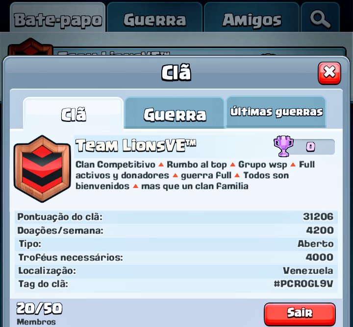 Venham se unir a nosso clã!! Estaremos nos empenhando nas guerras, e focado no top 1!!
Clã oficial do time @lionsvetm !!!
Venha fazer parte desta família conosco!