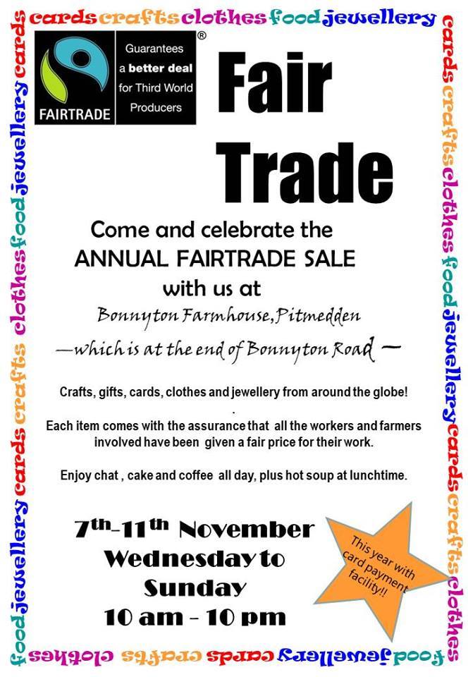 Fairtrade_AB41's tweet photo. FAIRTRADE SALE – 7th TO 11th NOV 2018 – BONNYTON, PITMEDDEN https://t.co/W8oBI5H6yj https://t.co/rSQcXWY0ip