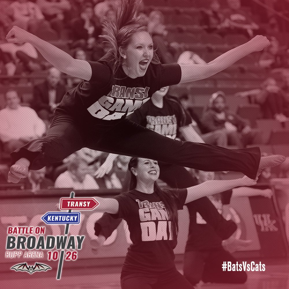 Transy's tweet photo. Get ready to cheer on your Pioneers! Join us for the #BatWalk as we send our men’s basketball team off to Rupp Arena for the #BattleOnBroadway Oct. 26. Meet in front of the Beck Center Friday -- be there by 5 p.m -- and show your support. #RafWeek #BatsVsCats #FlyPios https://t.co/hYCnPSHcmt