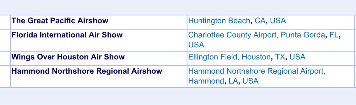 AirShowAngel9's tweet image. #ICYMI here’s the list of shows to #prayon for today! @HBairshow @HoustonAirshow #PuntaGorda #Hammond @icashq @Airshow_360 @LiveAirShowTV @NewsAirshow @AirShowNetwork