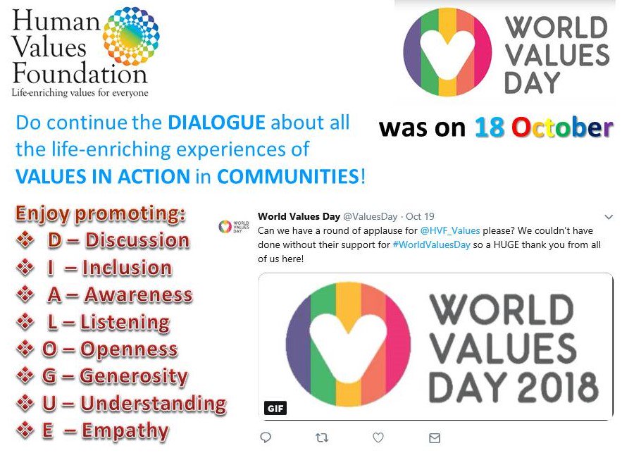 HVF_Values's tweet photo. What an amazing response to #WorldValuesDay 2018 which reached out to over 30 million people around the world! Shared #values - the superglue for #families, #schools, #communities, #businesses, #countries & #humanity! #edchat #happiness #wellbeing #how2behappy #NPDL #TeachSDGs https://t.co/4BmuZ3lsP9