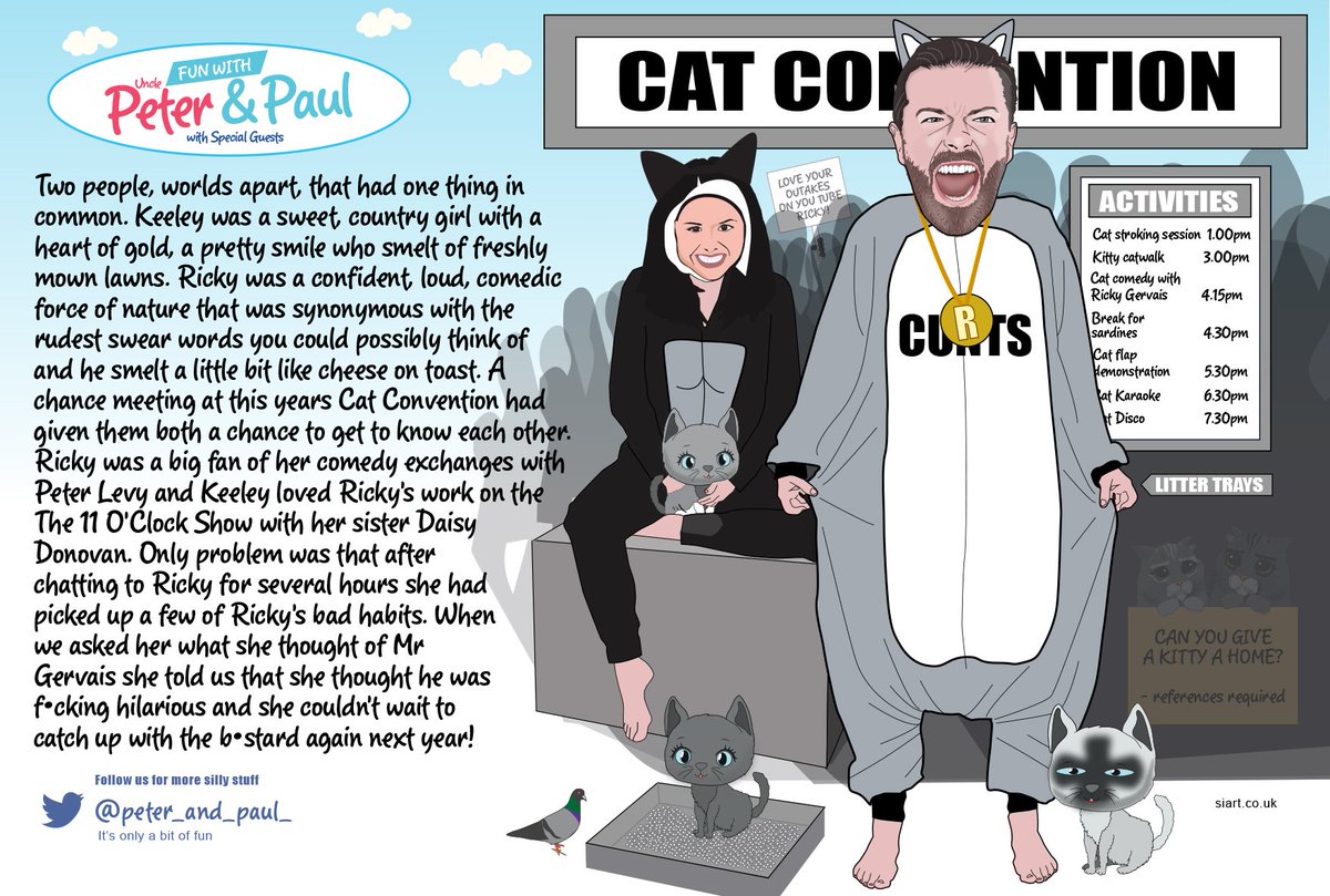 peter_and_paul_'s tweet photo. The Cat Convention @rickygervais #the11oclockshow @KeeleyDonovan @BBCLookNorth @looknorthBBC @iainlee #rickygervais #cats #kittens #kitty #daisydonovan @RadioHumberside #friends #cartoon #SundayMotivation It's only a bit of fun! follow @peter_and_paul_ for more silly stuff #peace https://t.co/dsfHiRtL7t