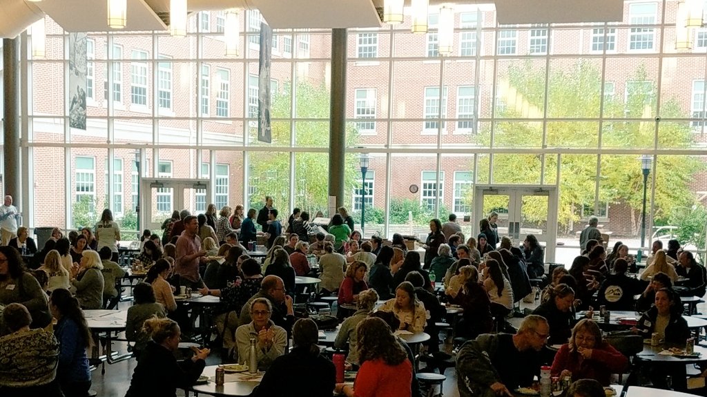 Iamvoman's tweet photo. Representing Plimoth Plantation @EdCampSeacoast in Portsmouth NH—Teachers creating sessions, and discussing what really matters for their professional development! I'm so happy and proud @plimoth decided to be a sponsor of this event. Thank you  to the many educators here today. https://t.co/Ja03u8qFFP
