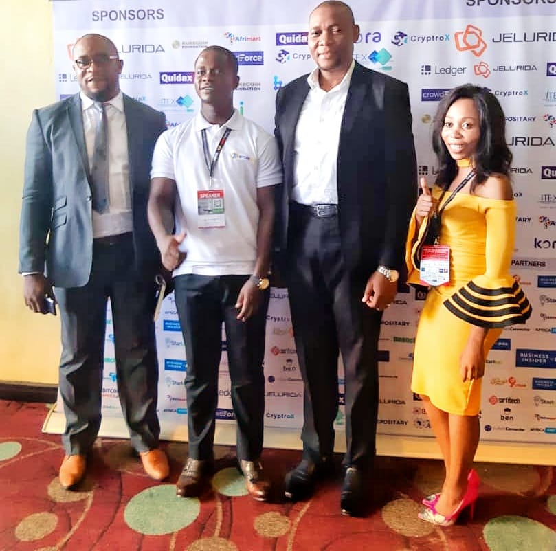 kubitx's tweet photo. From Left, The Convener #ABAR18 Chimezie Chuta, Richard Asamoah - Bitcoin Gold, Obi Ezenwugo -  KuBitX Limited, and Yaliwe Soko -  Chairperson of Blockchain Association of Africa. Thank you for an amazing and educational event. https://t.co/W25NNYjBHw