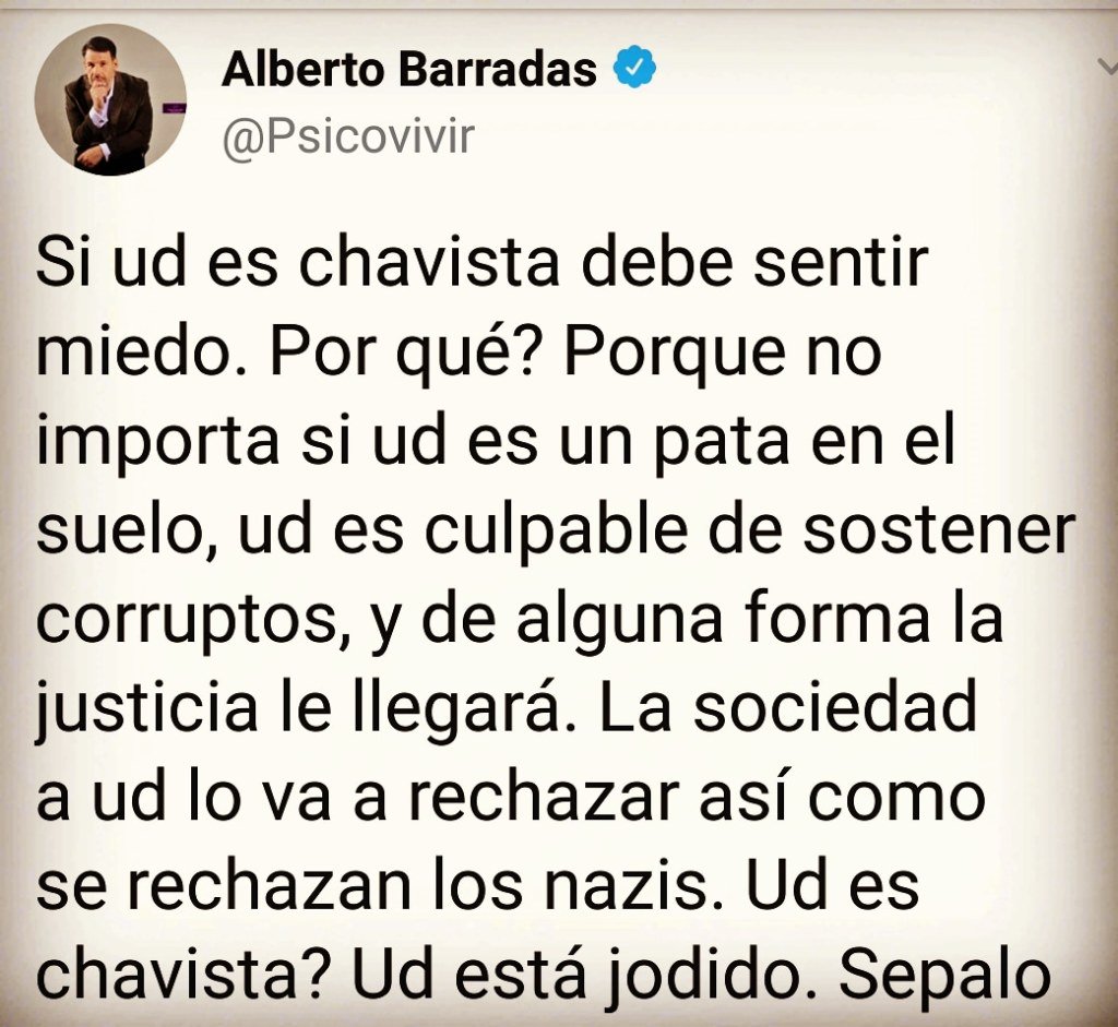 Psicovivir's tweet photo. EL CHAVISMO TEME JUNTAR LAS PALABRAS MIEDO Y JUSTICIA https://t.co/7w23PYBZOM https://t.co/wbl6618JOo