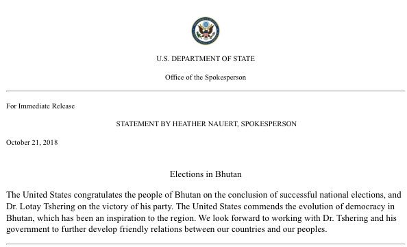 Statement: Elections in Bhutan