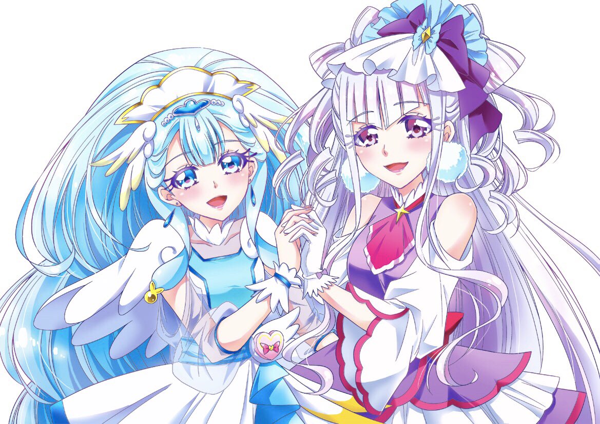 姪っ子へ描いたキュアアンジュとキュアアムール 去年あげたキュアマカロンの隣に飾 土星フジコのイラスト