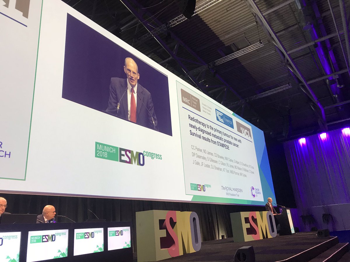Great presentation of our latest #STAMPEDEtrial M1 RT data by <a href="/PCaParker/">Chris Parker</a>   Simultaneous publication in <a href="/TheLancet/">The Lancet</a> Here’s the link dx.doi.org/10.1016/S0140-… #ESMO18