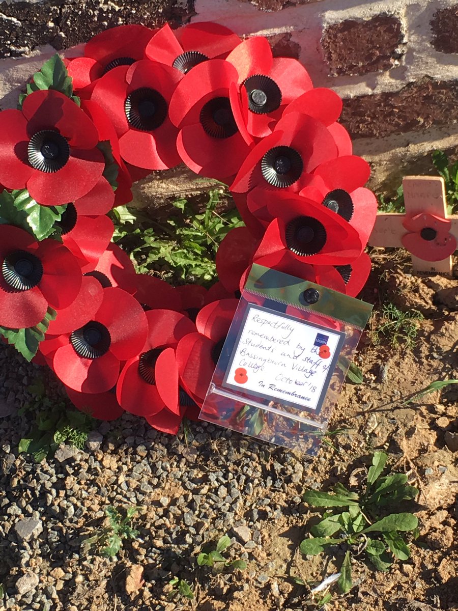 Bassingbournvc's tweet photo. #BVCBattlefields2018 Special trip to the Cambridgeshire Regiment memorial to lay a wreath on behalf of @Bassingbournvc . #thankful #respect https://t.co/fWvqikQtlm