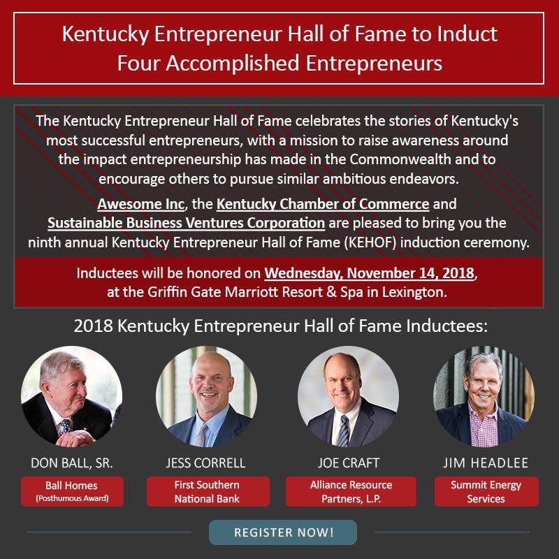 Congratulations to Bro. Joe Craft on being elected to the Kentucky Entrepreneur Hall of Fame and for all of his entrepreneurial achievements. Phi Alpha!